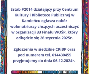 Sztab WOŚP działający przy CKiBP w Kamieńcu